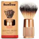 Bambaw - Synthetic Shaving Brush Rose Gold | Vegan Shaving Brush | Razor Bumps Treatment for Women | Shaving Brush in Metal for Ingrown Hair and Razor Burn Treatment| Pre Shave Exfoliator for Women