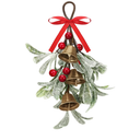 Tigeen Christmas Mistletoe Kiss Decor with Metal Bells and Bow Knots 8.6 Inch Artificial Christmas Mistletoe Hanging Ornaments for Xmas Party Tree Doors Walls Window Fireplaces Decorations(Red)