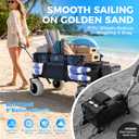 Beach Wagon with Extended Tailgate, 9" Big Sand-Proof Wheels, Heavy Duty 440lbs Folding Wagon Cart, 41" Utility Wagon with Side Bag, Adjustable Handle for Sand, Outdoor
