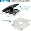 RV Roof Vent Fan with LED Light, 12V DC 14" Super Quiet Reliable Manual RV Roof Fan, 3-Speed, Reversible, 14in