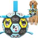 7" Dog Toy Soccer Ball with Straps, Herding Ball for Dogs, Outdoor Interactive Dog Toy, Dog Fetch Toy, Ideal for Medium & Large Dogs, Great Puppy Birthday Gifts (Large Size 3)