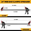 24" Bar Clamps for Woodworking, Medium 170 lbs One-Handed Spreader/Clamp, Light-Duty Quick-Clamp F Wood Clamps Set for Hand Wood Working Crafts Grip Gluing - 2 Pack