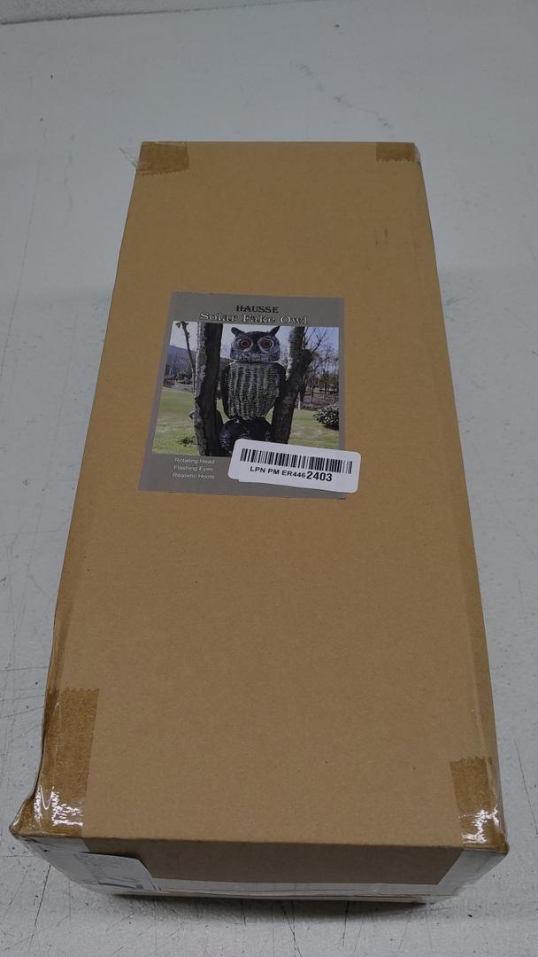 Hausse Solar Fake Owl Decoy Scare Birds Away, Solar Powered Motion Activated Scarecrow Deterrent Owl with Glowing Eyes, Scary Sound & Rotate Head, Nature Enemy Bird Repellent for Outdoor Garden Yard
