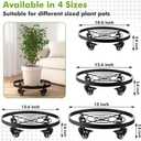 2 Packs Large Metal Plant Caddy 13.6" Plant Dolly Coasters with Wheels Heavy-Duty Rolling Plant Stand with Casters for Indoor Outdoor Planter Roller Movers, Wheeled Garden Carts