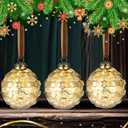 Soulchen 9 Pcs Large Mercury Glass Christmas Ornaments 3.15" Vintage Hanging Ornaments Hanging Christmas Ball Decorations for Xmas Tree Decor(Gold)