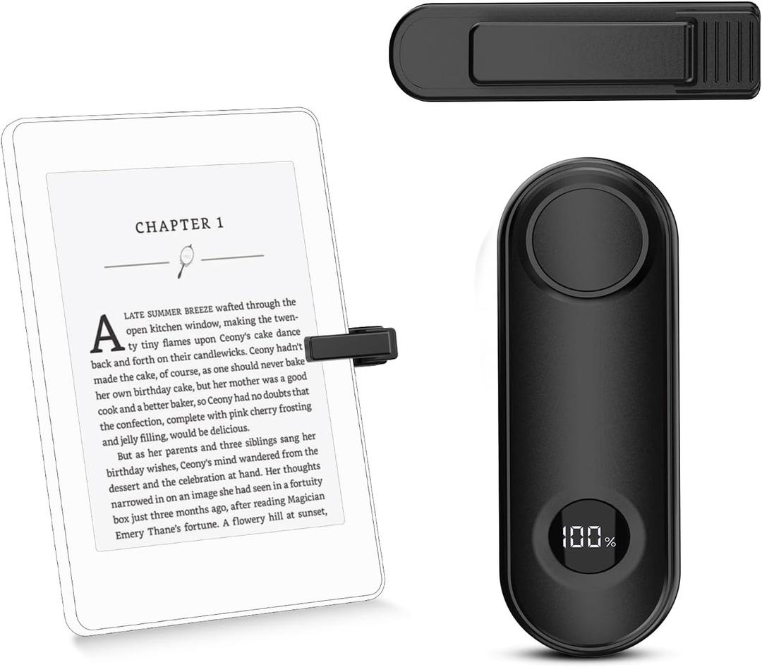 Remote Page Turner for Kindle Reading Accessories, Clicke for iPad iPhone Android Tablets E-Book Reading Noels, Camera Remote Shutter Selfie Controller,Black