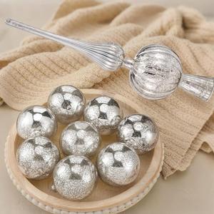 Gejoy 8 Pcs Silver Mercury Glass Finial Christmas Ball Ornaments 3.15" (Only Ball)
