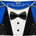 Tuxedo Backdrop 10x6.5FT Blue Curtain Crown Gentleman Birthday Party Background for Photography, Father or Boss Birthday Party Decorations Banner