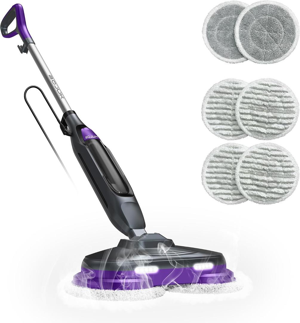 Steam and Scrub Mop, Rotating Steam Mop with LED Headlights