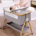 Baby Bassinet, Bedside Bassinet for Baby, 4 in 1 Portable Bassinet Bedside Sleeper with Wheels Mosquito Net & Storage Basket, 6 Height Adjustable Rocking Bassinet for Newborn Baby, Crib
