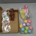 Weysat 19Pcs Brown Bear Cake Toppers Decorations Set Mini Birthday Hat Skirt Triangle Flag Banner Gift Box Decor Balls and Ice Cream Cone Cake Topper for Bear Theme Birthday Gender Reveal Party Decor