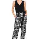 R&M Richards Women's Elegant Sleeveless Wrap Jumpsuit W/Geometric Print & Belted Waist - One-Piece Casual Style 8