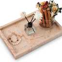 Marble Bathroom Tray,Pure Natural Vanity Tray,Marble Trays for Kitchen Counter Non-Ceramic/Non-Resin,Stone Tray 12 x 8 inch (Pink)
