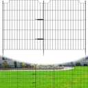 5 Panels Decorative Garden Fence with Gate, 33 in(H) X 12 ft(L) No Dig Animal Barrier Fencing, Rustproof Metal Wire Border Fence for Dogs, Rabbits, and Yard, Temporary Outdoor Garden Edging Fence (5 Panels - 33in(H) x12ft(L) with Lock)