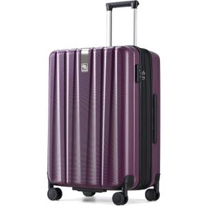 Hanke 24 Inch Expandable Checked Luggage Lightweight PC Hard Case luggage Suitcases with Wheels Travel Luggage Rolling Large Suitcase Travel Luggage Bag for Go To University (Purple)