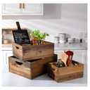 TIMRIS Set of 3 Rustic Distressed Wood Nesting Crates, Farmhouse Decorative Wooden Storage Boxes, Vintage Reclaimed Wood Baskets for Display (Natural)