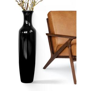 Tall Floor Vase, 27.5 inches Large Vase, Decorative Tall Vases for Living Room, Office, Fireplace, Home Decor, Resin Black Floor Vases