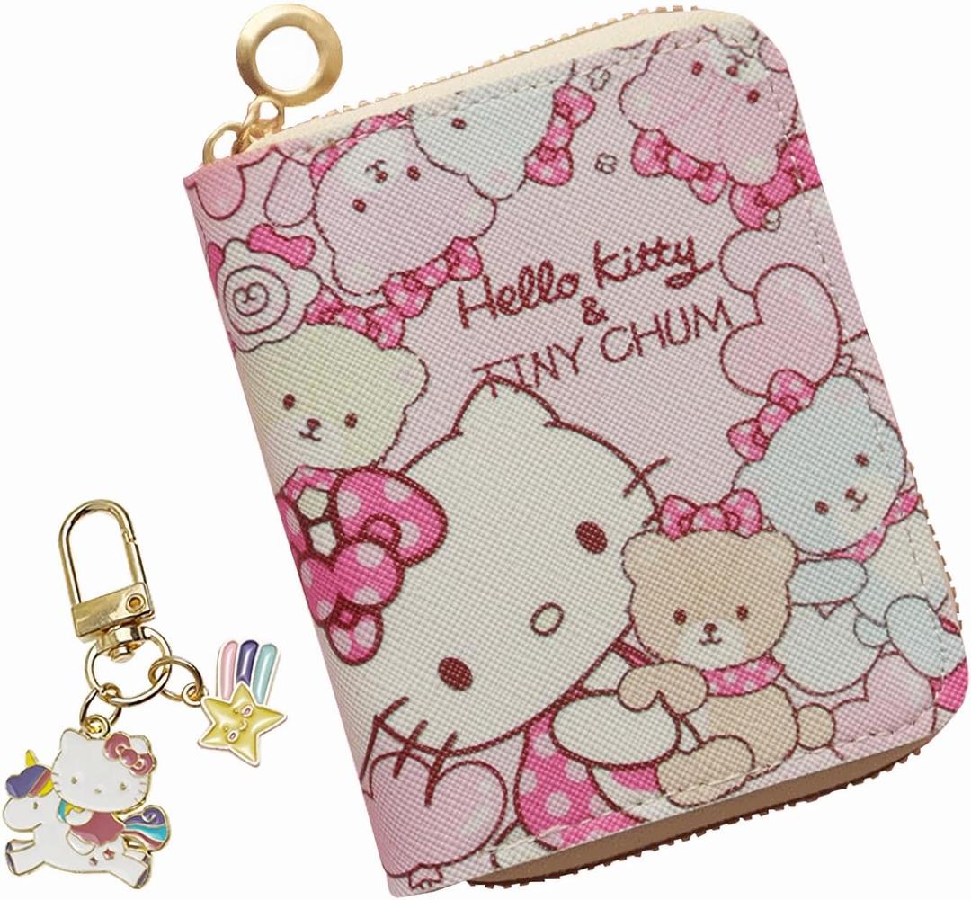 Small Wallet for Women and Girl, Short PU Leather Zipper Cute Coin Purse, 2Pce