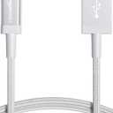 Amazon Basics USB-A to Lightning Charger Cable, MFi Certified, Nylon Braided Cord, Fast Charging for Apple iPhone 14 13 12 11 X Xs Pro, Pro Max, Plus, iPad, 6 Foot, Silver