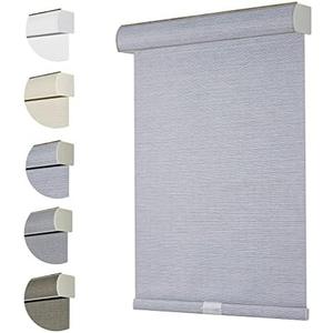 Persilux Custom Blackout Roller Blinds with Texture Fabric - UV Protection, Thermal Insulated, Cordless, For Home and Office Windows, Bluish Grey