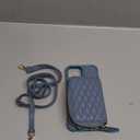 MONASAY Zipper Wallet Case Compatible for iPhone 15,Flip Leather Handbag Phone Cover with Card Holder&Detachable Crossbody Shoulder Lanyard Strap, Light Blue