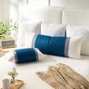 Throw Pillows Covers for Home, Lumbar Porch Pillow 14x36 Inch White Grey and Blue Striped Long Body Pillow for Bed Modern Farmhouse Decorative Accent Cushion Covers for Bed Couch Sofa Set of 1