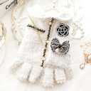 Dog Princess Dresses for Small Dogs Lolita Clothes Tweed Costume White Pet Girl Cute Coat Outfits Fall Costumes (XS,White)