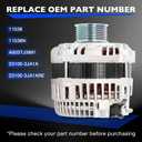 23100-3JA1A Alternator Fit for Nissan Murano 2015-2017, Pathfinder 2013-2017, for Infiniti QX60 2014-2016, JX35 2013 2.5L 3.5L, 12V 150A # 11538 11538N 23100-3JA1ARE A003TJ3991