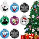 12PCS Halloween Christmas Night-mare Ornaments for Tree, Glitter 2.36'' Halloween Christmas Ball Ornaments Tree Decorations, Holiday Hanging Balls Baubles for Home Indoor Haunted House Party Decor