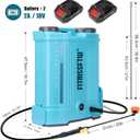 Battery Powered Backpack Sprayer 4.2 Gallon, 0-100 PSI Adjustable Pressure Garden Sprayer Compatible with 2pcs 2.0Ah 18V Battery, Electric Mixing Function, Telescope Wand, 8 Nozzles, Charger Included