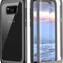 Samsung Galaxy S8 Case, Full Body Bumper Case Built-in Screen Protector Slim Clear Shock-Absorbing Dustproof Lightweight Cover Case for Samsung Galaxy S8 (Grey/Clear)