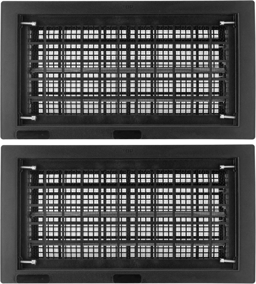 8" x 16" Automatic Foundation Vent for Ventilating Crawl Space Replacement Auto Air Vent, Black, 2 Pack