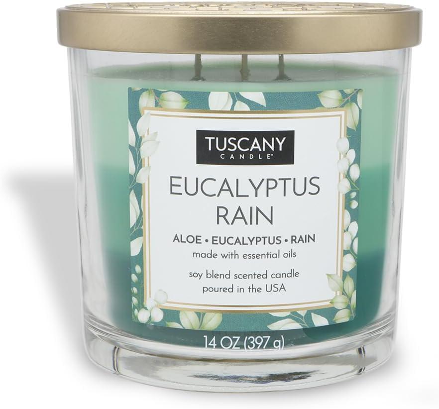 Tuscany Candle Eucalyptus Rain Long-Lasting Scented Jar Candle, 14 oz