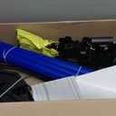 EastPoint Easy Setup Badminton Set - 5 ft Net, 4 Rackets, 2 Shuttlecocks - Quick Setup Net for Backyard Games - Steel Shaft Badminton Rackets for Family Games - Durable Shuttlecocks for Outdoor Sports (Yellow/Blue (Standard Set))