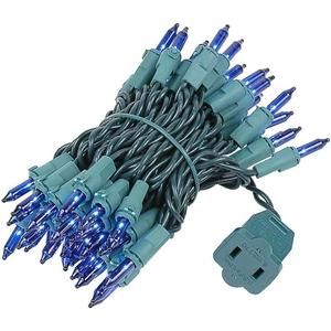 Novelty Lights 11 Feet 50 Bulbs Traditional Incandescent Mini Lights, Blue on Green Wire with 2.5" Spacing, Commercial Grade and UL Listed for Indoor/Outdoor Use, End-to-End Connectable