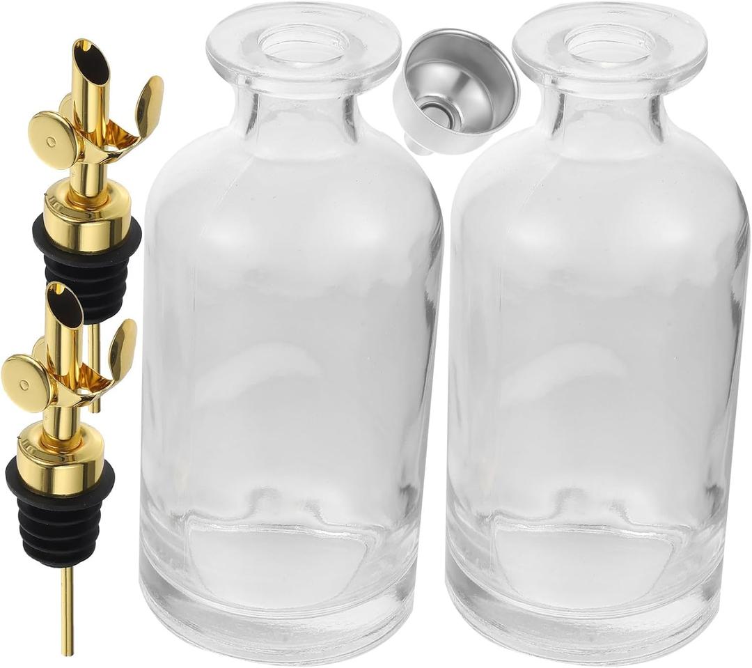 Glass Olive Oil Bottle and Soy Sauce Dispenser Set, 1pcs Glass Vinegar Holder with Pour Spout for Kitchen Cooking and Dining