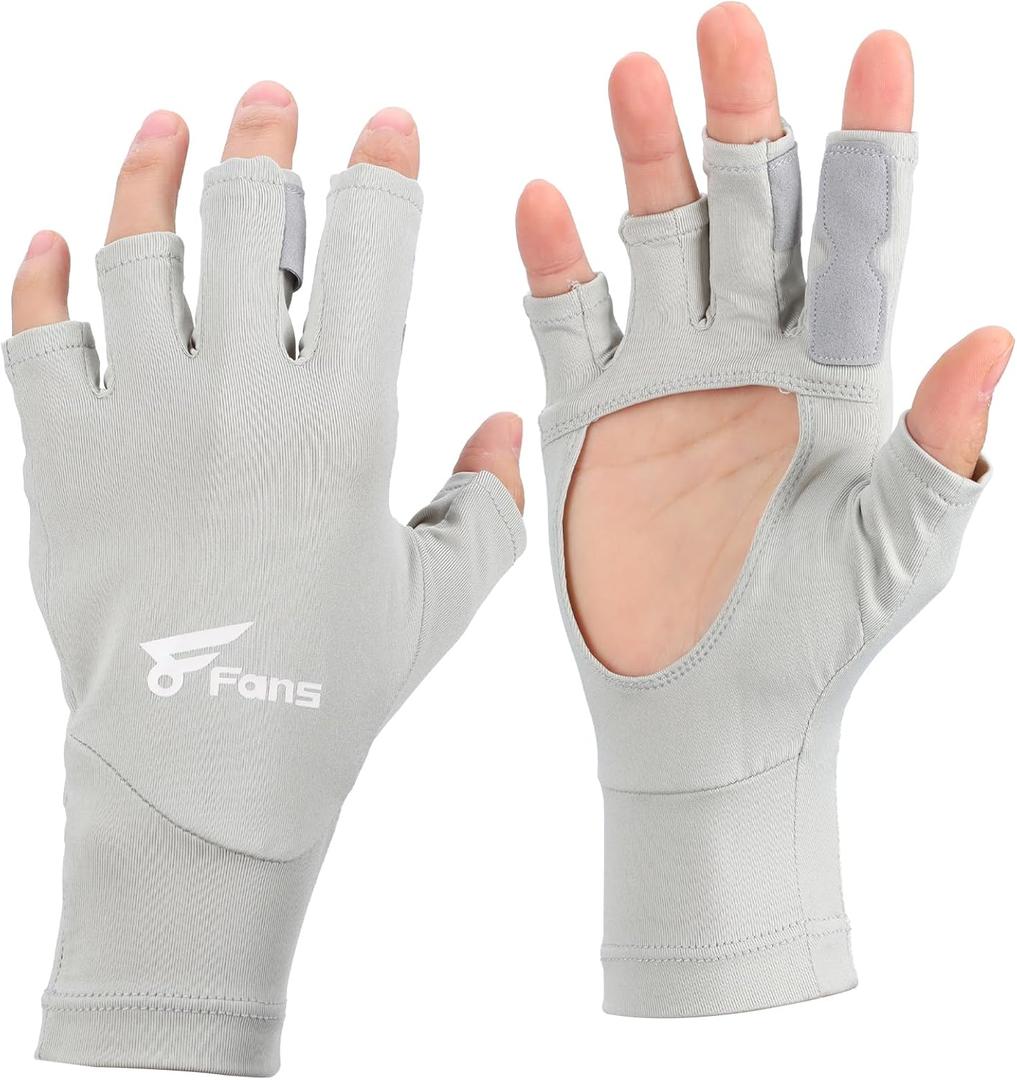 8 Fans Fishing Gloves UPF50+ Fly Fishing Gloves, Fingerless Gloves Sun Protection Gloves Men Women for Outdoor, Kayaking, Cycling, Rowing (X-Large)