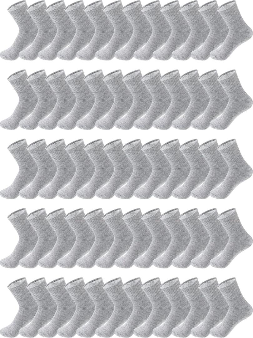 Tarpop 100 Pairs Bulk Mens Socks Moisture Wicking Casual Sports Ankle Socks for Homeless Unisex Adult Men Women (Light Gray)