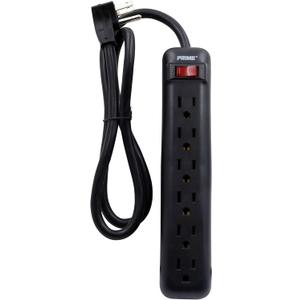 Prime Wire & Cable PB922009 6-Outlet Power Strip with Right Angle Plug and 14-3 SJT 3-Feet Cord, Black