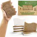Biodegradable Natural Kitchen Sponge - Compostable Cellulose and Coconut Walnut Scrubber Sponge (6 Pack)