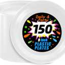 WELLIFE White Plastic Plates 9 Inch -150 Count for Party, Disposable Plastic Party Plates for Wedding Dinner Birthday Engagement