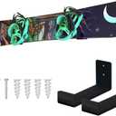 Mind and Action Solid Aluminum Snowboard Rack,Ski Wall Mount Display,Home and Garage Snowboard Storage (Black 1 Pair)