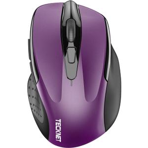 TECKNET Wireless Mouse (2.4G & BT5.0/3.0) Silent 4800 DPI Computer USB A & Bluetooth Mouse 6 Buttons, Wide Compatibility - Purple
