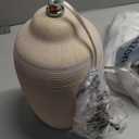 24 inch Vintage Ceramic Table Lamp with 5FT Cord - Single Farmhouse Rustic Bedside Lamp with Natural Textured Finish, Nightstand Lamps for Living Room, Bedroom, End Table Beige