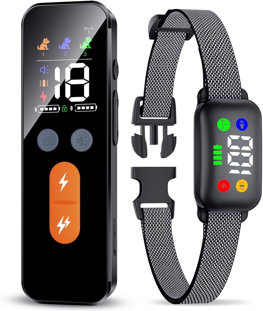 Shock Collar for Dogs, Rechargeble Dog Shock Collar with Remote Control for Medium Large Dogs 40-120lbs, IP68 Waterproof Dog Training Collar with Beep Vibration and Static (Black)