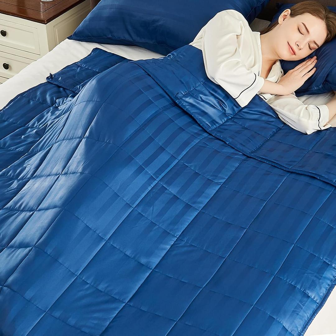 Weighted Blanket Queen Size (60"x80" 25lbs),Ultra Soft and Cozy Cooling Weighted Blanket Queen Size for Adult,Heavy Blanket with Machine Washable Soft Blanket, Navy Blue