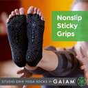 Gaiam Grippy Studio Yoga Socks, Non-Slip, Open-Toe, One Size (Black)