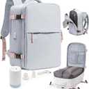 Vacuum Seal Travel Backpack with Air Pump,Compression Waterproof Vacpack Carry On Backpack for Travel Women Men with Vacuum System,Airlines Approved Daypack Laptop Space Saver Bags Grey