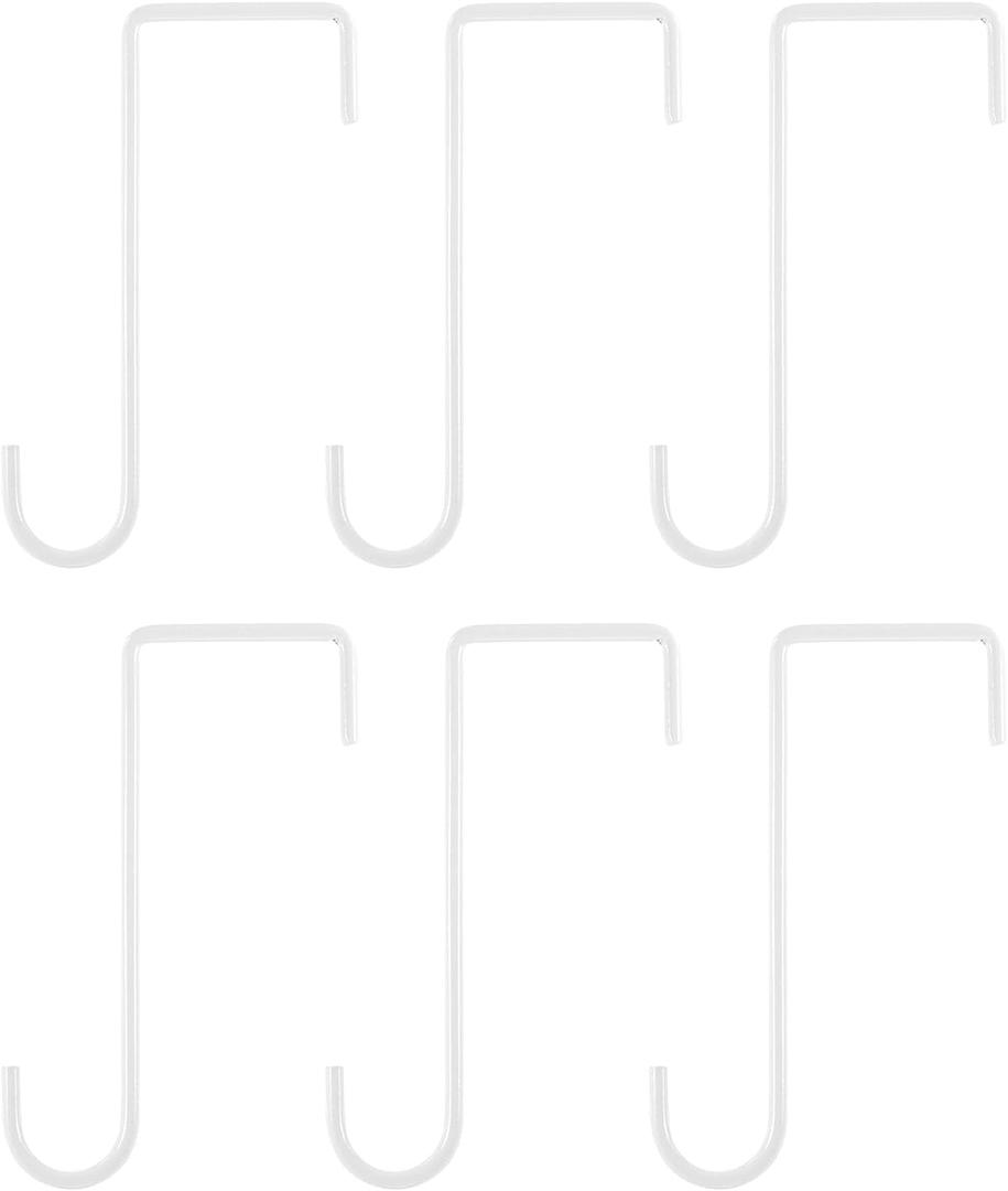 uxcell 6 Pcs Vinyl Fence Hooks, 2.4 x 6 Inch Powder Coated Metal Fence Hangers for Hanging Outdoor Lights Plants Bird Feeders, White