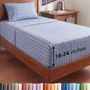Extra Deep Twin XL Sheet Set - 3 Piece Breathable & Cooling Bed Sheets - Easily Fits 18 to 24 inch Mattress - Soft, Wrinkle & Fade Free w/ Extra Deep Pockets - Hotel Luxury Bedding - Blue Stripes 3